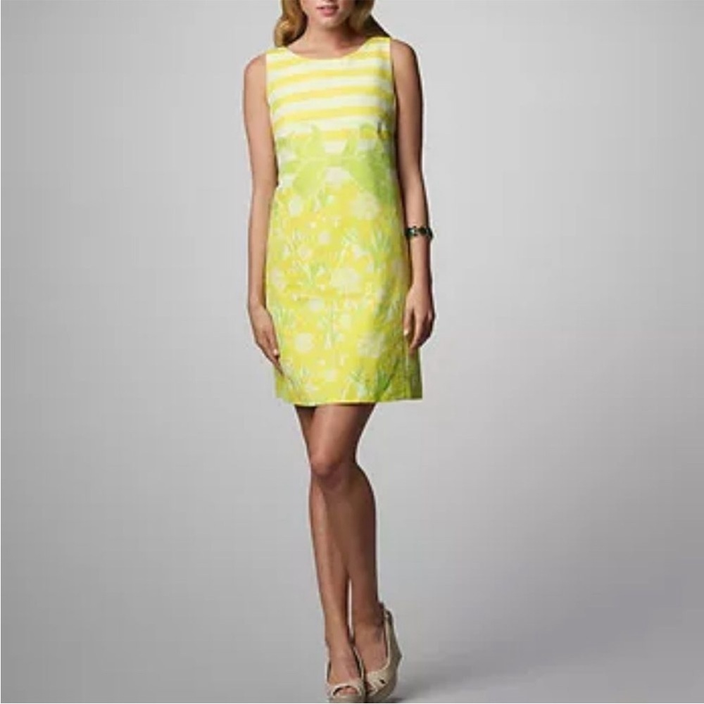 $278 Lilly Pulitzer Stephanie Commodore Yellow Gotcha Daffodil Shift Dress 10